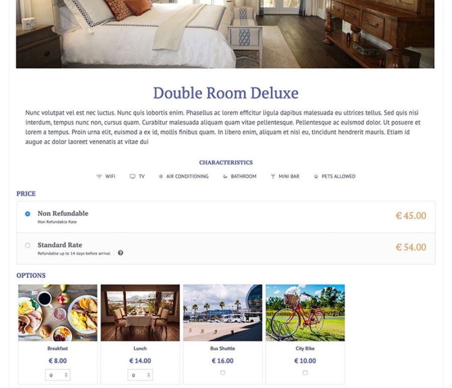 Extra services for Room Booking